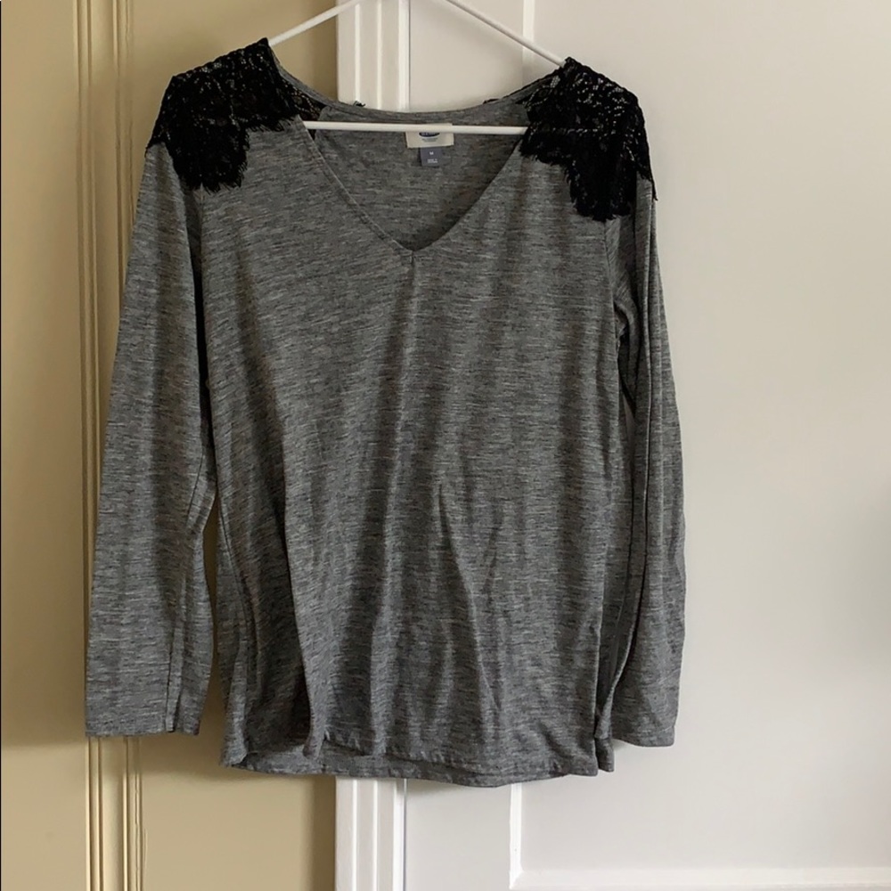 Grey and black lace old navy top